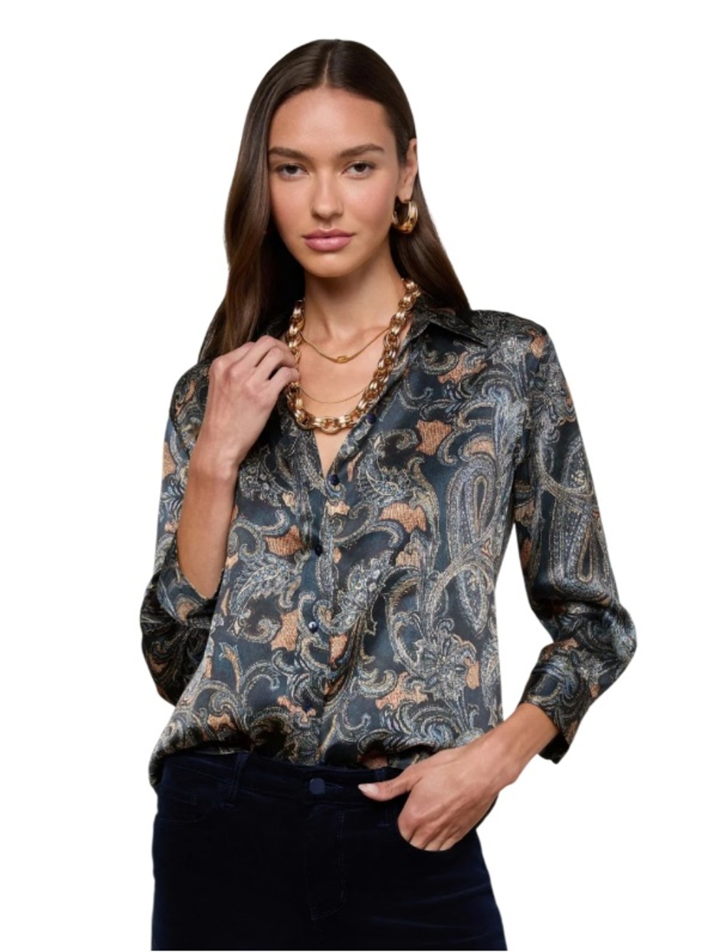 L’ Agence Dani Silk Paisley Blouse